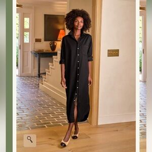 Frank & Eileen Rory Maxi Shirtdress in Black Cotton Size S